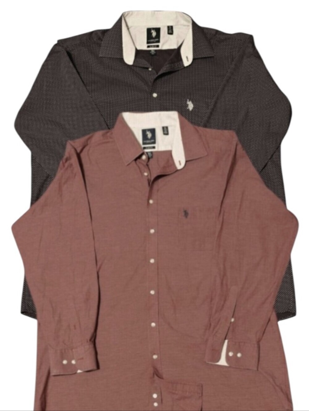 NWOT 2 Pack Us Polo Assn Shirt Men's 2XLT Slim Tall Button Down Shirts Collared